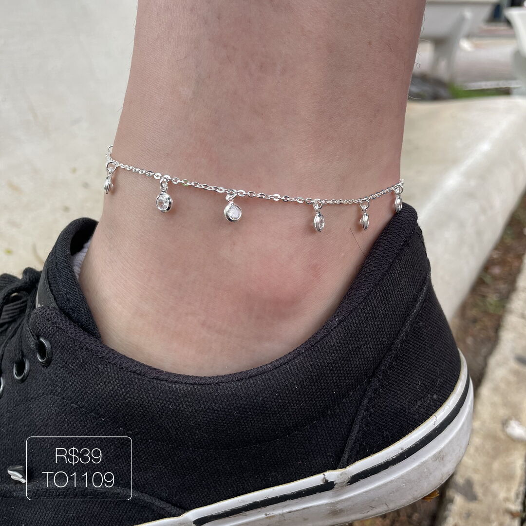 Tornozeleira Tiffany Cristal Prateada